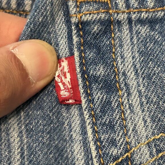 Levis 501 BIG E Conductor Pinstripe Jeans Womens 26x26 Straight Leg Button Fly - Picture 6 of 16